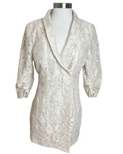 Lulus Ronan Lace Blazer Dress Womens Small Ivory Cream Bridal Bachelorette Mini