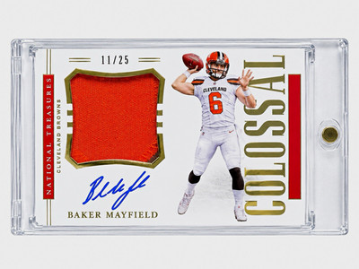 2018 Panini National Treasures Baker Mayfield RC Auto Patch Prime RCS-BM /25