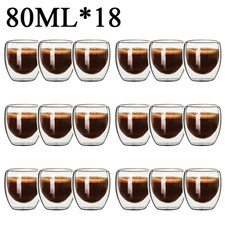 2-18PCS Double Wall High Borosilicate Glass Mug Heat Resistant Tea Milk Juice Co