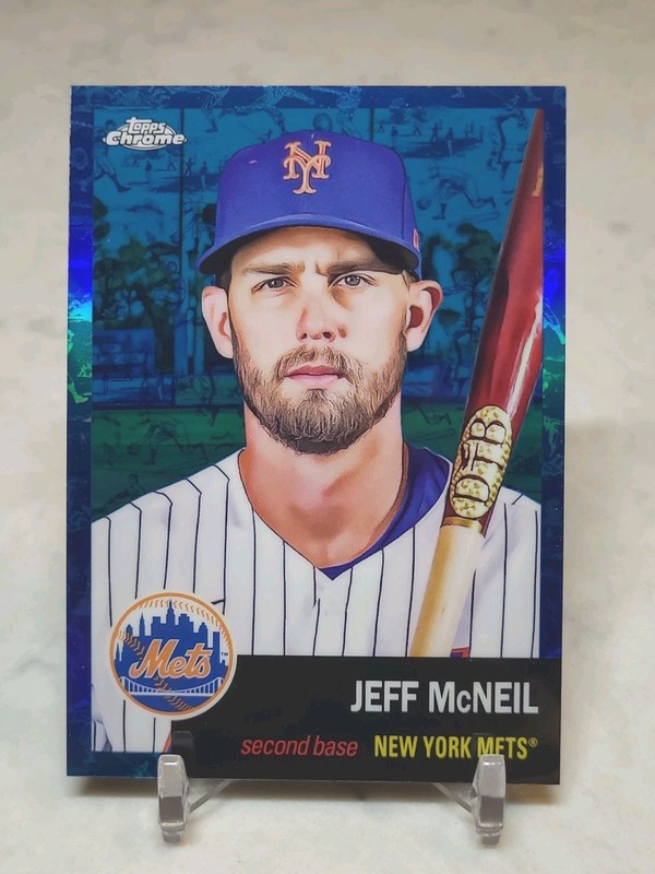 2022 Topps Chrome Platinum- Jeff McNeil Platinum Toile White & Blue /199 METS