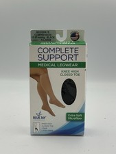 Blue Jay Compression Stockings Size XL Black 15-20 mmHg Knee High Closed Toe New