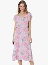 Vince Camuto Pink Floral V-Neck Dress