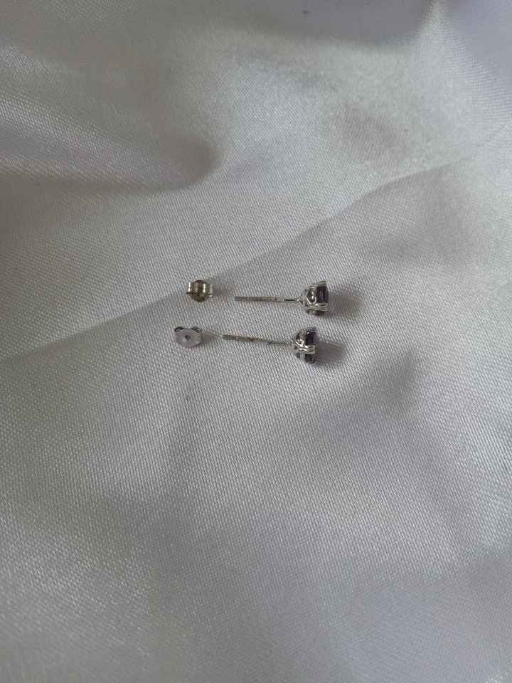 10K White Gold Iolite Stud Earrings, .88ctw, Fancy Setting, NWT, Viking Stone - Image 2 of 4
