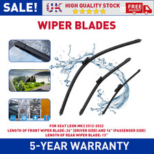 Front & Rear Windscreen Wiper Blades Set For Seat Leon MK3 2012-2022 26" 16" 13"