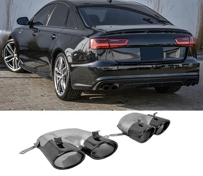 Endrohr Auspuffblenden Schwarz für AUDI A6 C7 4G S Line S6 Avant 2015-2018