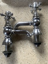 Used , Chrome, Victorian 3/4 Inch basin pillar taps