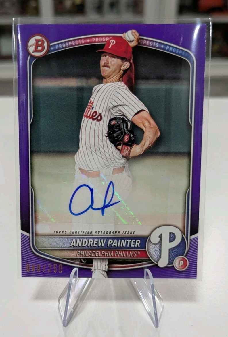2025 Bowman Prospects Autograph Purple Border 48/250 Andrew Painter #BPA-AP