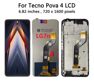 LCD Display Screen Touch Digitizer Full Assembly + Frame For Tecno Pova 4 LG7n