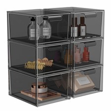 6 Pack Stackable Makeup Organizer and Storage Acrylic Organizers Clear Plastic