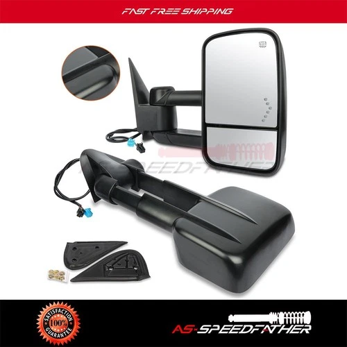 Power Heated LED Signal Tow Mirrors Pair For 03-07 Sierra Silverado Pickup Truck