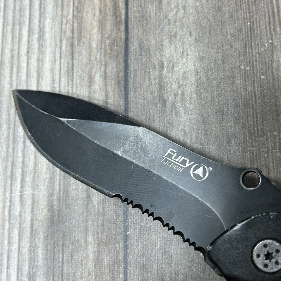 Cuchillo de apertura asistida Fury Tactical EMS, cuchillo de borde combinado 51080 negro Foto 2 de 4