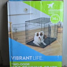 Vibrant Life Two-Door Steel Dog Training Crate 36in Medium/Large Beagle Shepherd