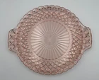 VTG Anchor Hocking Waterford Waffle Pink Depression Glass 12” X 10"  Cake Plate