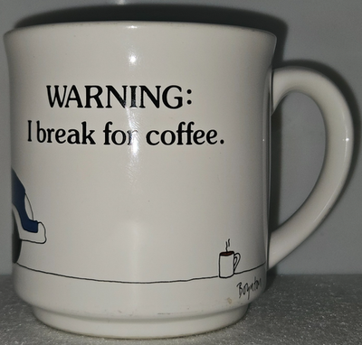 #ad VTG Sandra Boynton. WARNING: I Break for Coffee Mug. JAPAN. Clean amp; Well Kept. $12.48