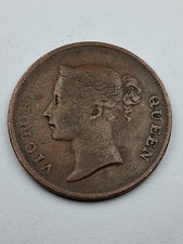 1862 British Malaysia Straits Settlements Queen Victoria 1 Cent