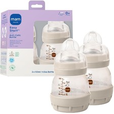 2PK MAM 4.5oz Easy Start Anti-Colic Vented Baby Bottles Extra Slow Flow Silicone