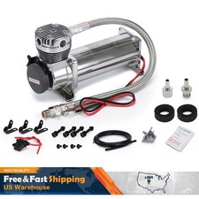 Air Ride Compressor Train Horn Lowrider Bags Suspension Chrome 12v 200psi 480c