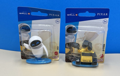 Disney Pixar WALL-E & EVE Mini Figures Collectible  Mattel New Sealed~Lot of 2