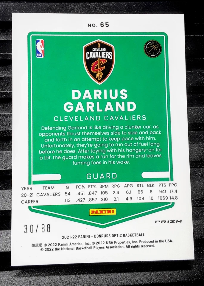 Darius Garland /88 -2021 Panini Donruss Optic Red Choice  #65 - Image 2 of 2
