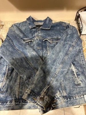 Adam Levine Men's Blue Denim Jacket XL Button Accents Mid-Length Solid
