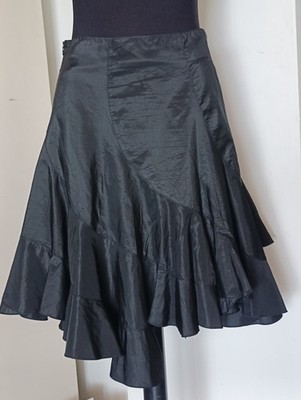 Motivi skirt size IT 42 (de 36) black asymmetric ruffle acetate satin look