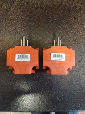 3-Way Splitter Adapter ORANGE Three Prong Ground Tri-Tap Triple Wall Outlet