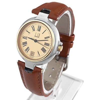 Dunhill Millennium Date Gold Silver Womens Dress Watch 26mm Ref 6 117097