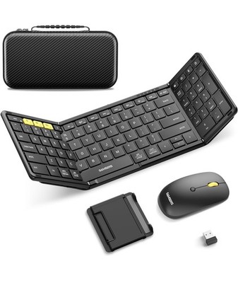 Samsers Foldable Keyboard and Mouse, Bluetooth Combo, 2.4G + BT5.0 x 2, Full Siz