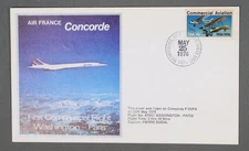 AIR FRANCE Concorde 1976 WASHINGTON DC To PARIS First Flight COVER UNADDR