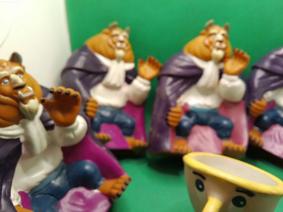 La Bella y la Bestia Pizza Hut Disney Lote 5 Chip Mano Marioneta Goma Años 90 Foto 3 de 4