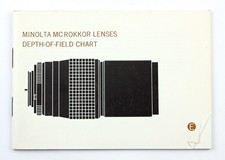Minolta MC Rokkor Lenses - Depth of Field Chart - Original Manual - Instructions