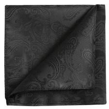 Mens 12'' Black Paisley Pocket Square Hanky Handkerchief