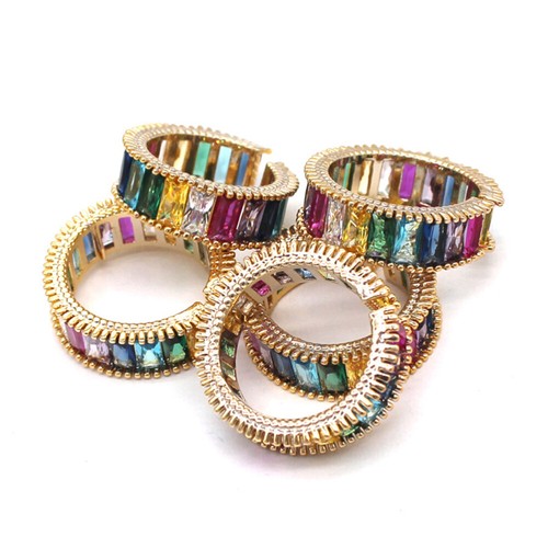 Cz Rings Rainbow Cut Rings Women Cut Rings - Picture 5 of 11