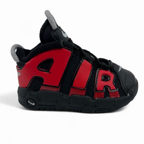 Nike Air More Uptempo TD Black University Red Baby Toddler Athletic Sneaker - Picture 1 of 6