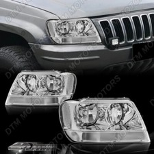 Chrome Housing Clear Headlights Clear Reflector For 99-04 Jeep Grand Cherokee Chrome Housing Clear Headlights Clear Reflector For 99-04 Jeep Grand Cherokee