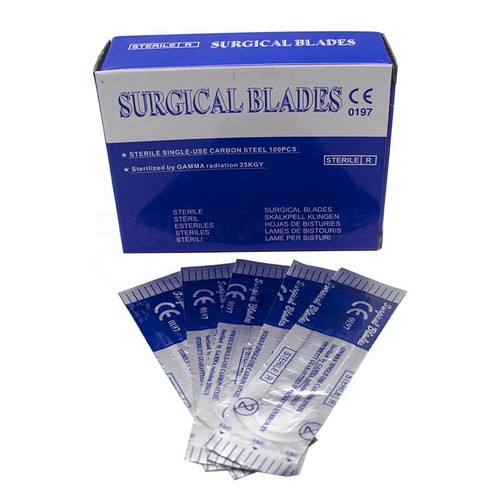 100 Sterile Surgical Blades with FREE Scalpel Knife Handle Dental Medical Tools - Picture 11 of 17