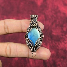 Labradorite Gemstone Pendant Handmade Copper Wire Wrapped Pendant Gifts For Wife