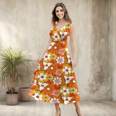 Bon Apple Tea Women's Sleeveless Surplice Maxi Dress
