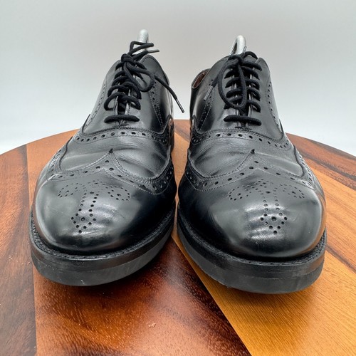 Allen Edmonds Chester Shoes Mens 12 Black Leather Wingtip Brogue Oxford Dress - Picture 2 of 12