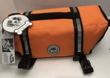 Vivaglory Sport Style Ripstop Dog Life Jacket Bright Orange Med Rescue Handle
