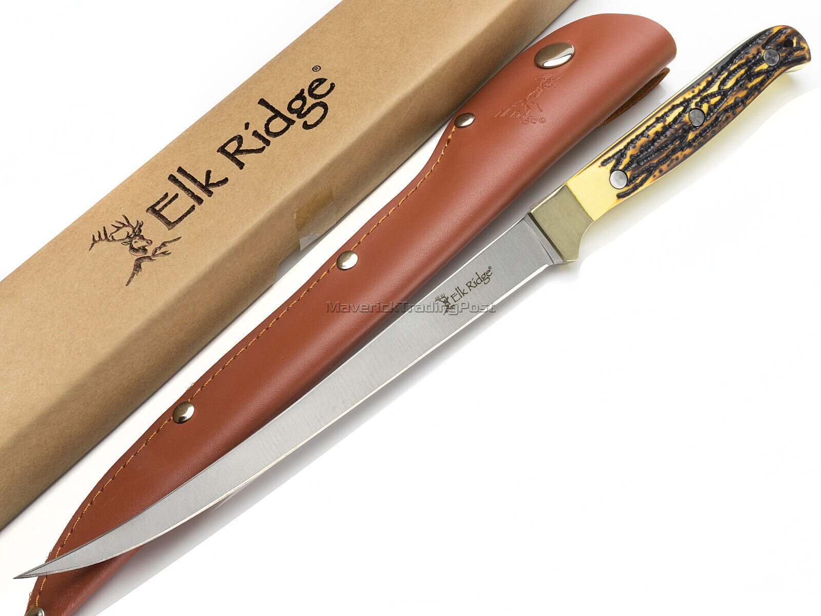 Elk Ridge Fillet Knife 12 inch Fixed Blade Bone Handle Full Tang Fishing ER146