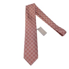 Tom Ford NWT Neck Tie in Salmon Pink/White/Black Check 100 Silk Made in Italy
