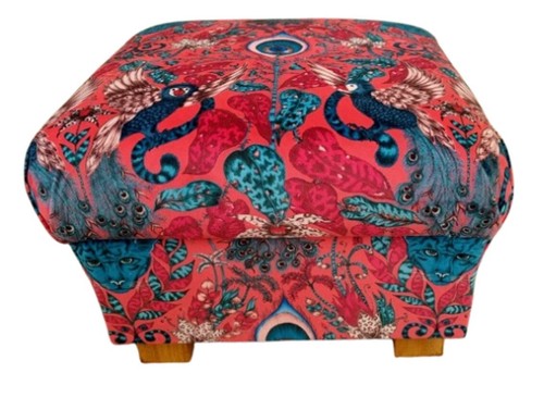 Emma J Shipley Orla Kiely Fabric Storage Footstool Pouffe Footstall Extinct Blue - Picture 28 of 148