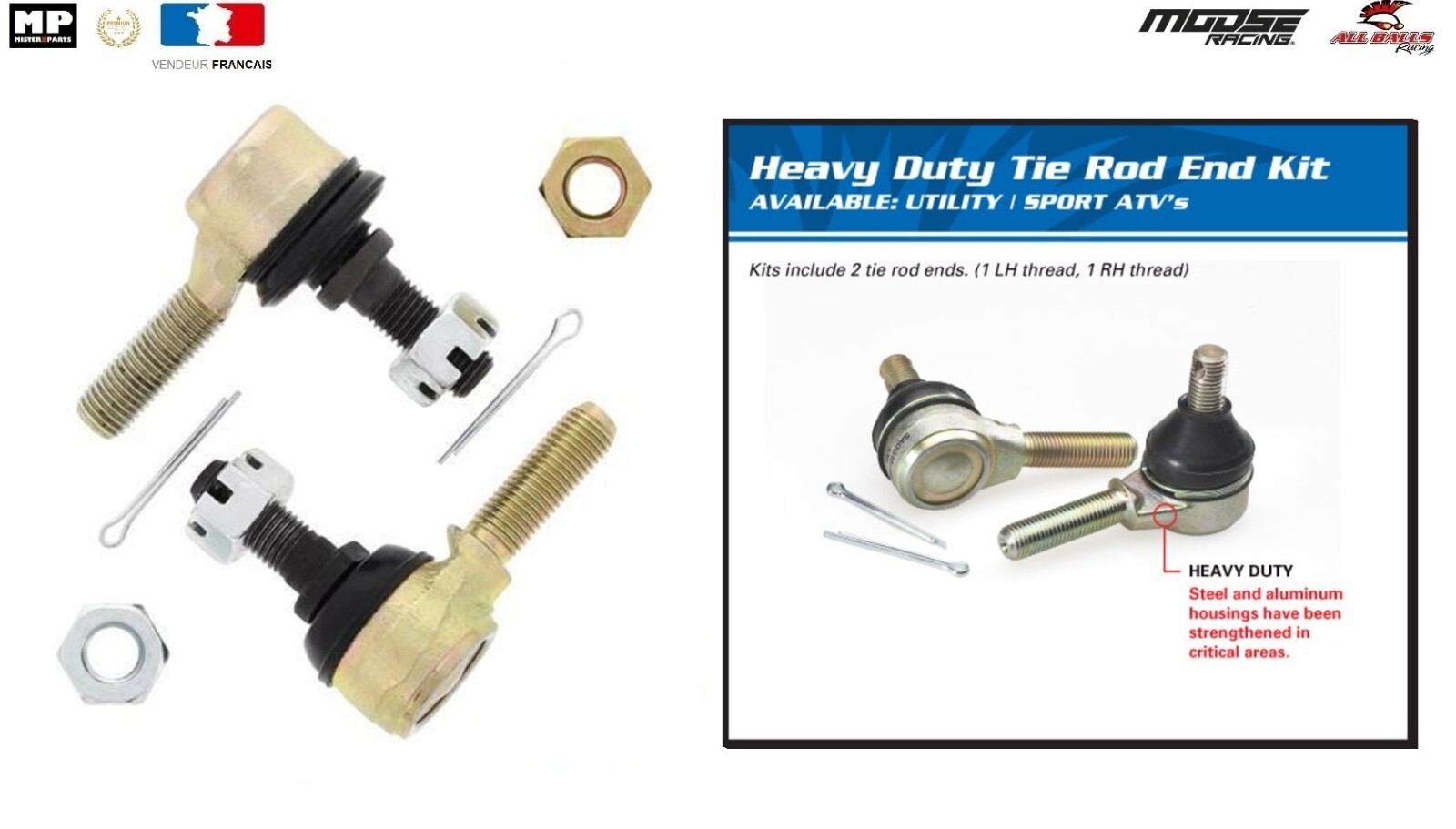 Kit rotule de direction 51-1061 pour Arctic Cat Alterra 550 XT 16 idéal pour les rando boueuses