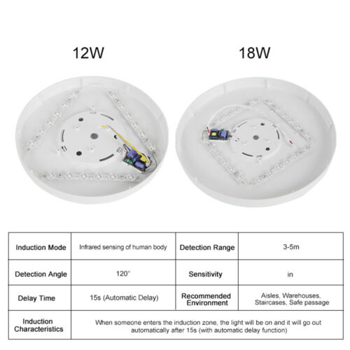 LED Deckenleuchte mit Bewegungsmelder Sensor 12W / 18W Deckenlampe Flurlampe DHL - Bild 10 von 16