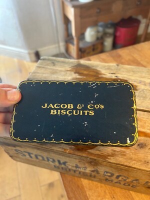 Vintage Jacob & Co s Keksdose - dunkelblau & gold rechteckig - Top!  