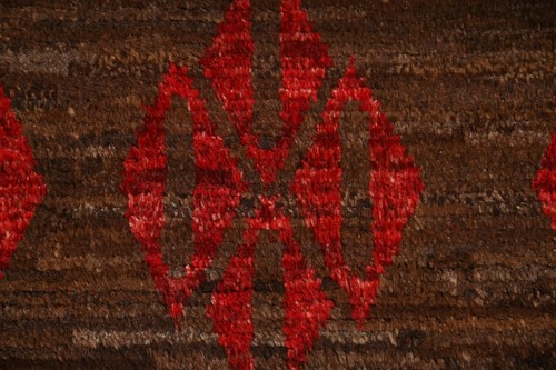 Dark Brown/ Red Geometric Moroccan Area Rug Wool Handmade Carpet 5x8 ft - Picture 8 of 12