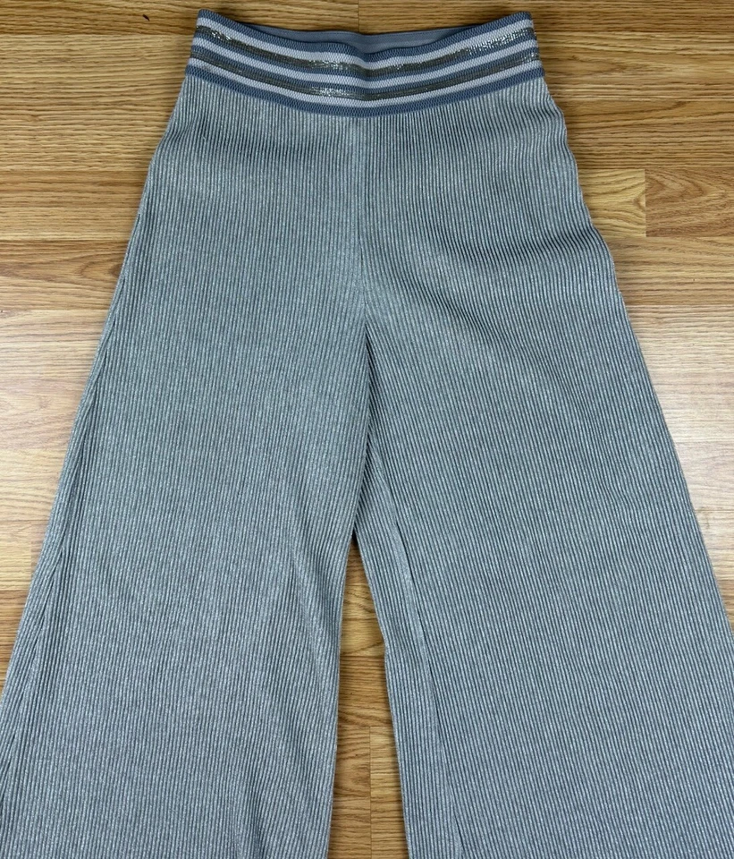 Pantalones Anthropologie Mujer Talla XS Etienne Gris Metálico Cintura Alta Pierna Ancha Foto 3 de 4
