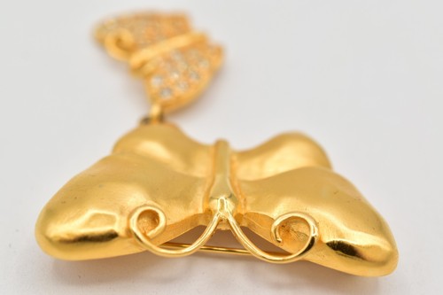 Givenchy Vintage Schmetterling Anstecknadel Brosche Kristall gebürstet Gold klobig signiert Bin1 - Bild 8 von 12