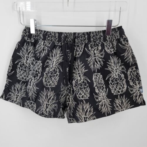 Lauren James Shorts Womens Small Pineapple Print Pull On Black White - Picture 1 of 9
